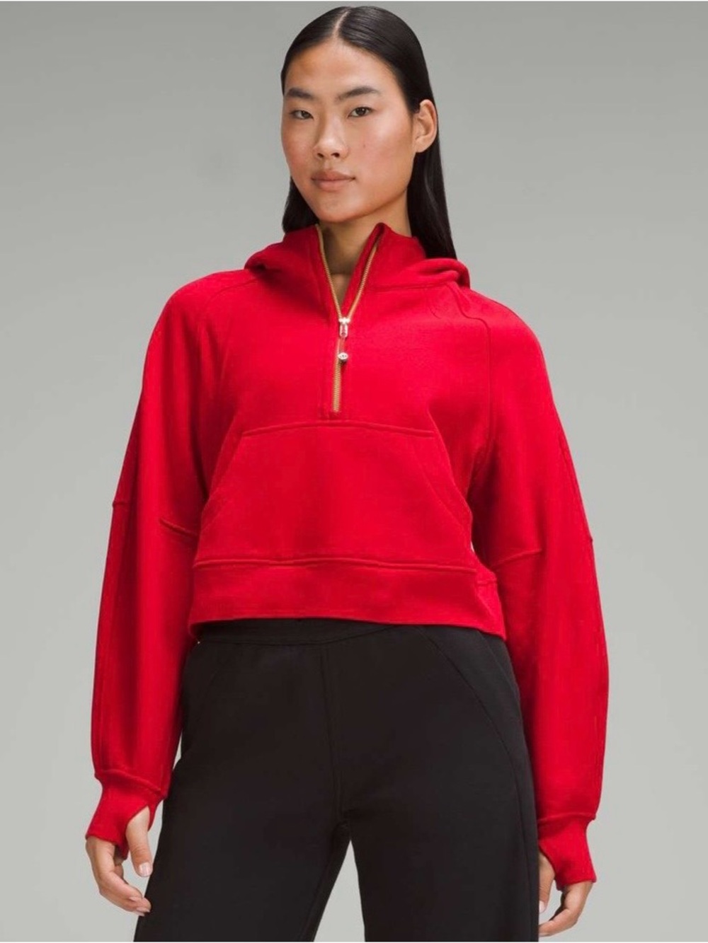 Lululemon Lunar New Year Scuba Oversized Half-Zip Hoodie Dark Red